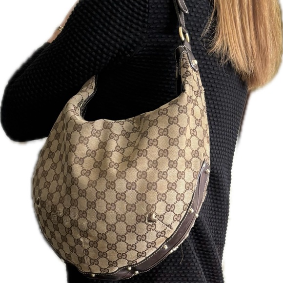 Gucci Handbags - Gucci Beige and Brown Hobo Bag